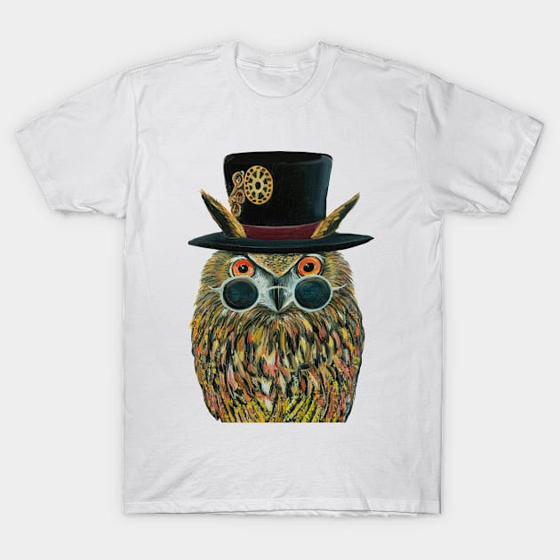 Professor Owl The Steampunk Scientist T-Shirt by Dual Rogue